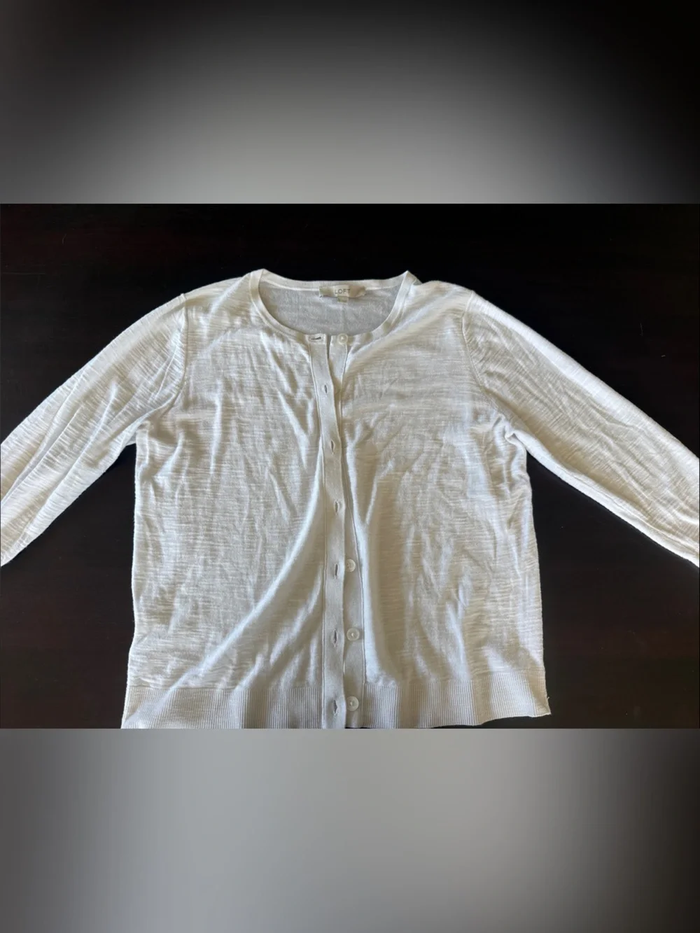 LOFT Soft White Henley Cardigan - Picture 1 of 7